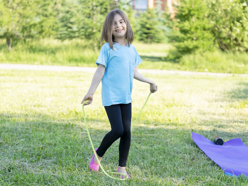 Girl outside exercising