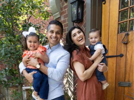 Back to Work as Mom of Two: How NBC4’s Erika Gonzalez Is Making It Work Erika Gonzalez with her two young children at home" and "Erika Gonzalez and her family.