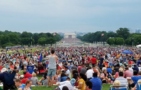 A family celebrate America in the DC area on a summer day.