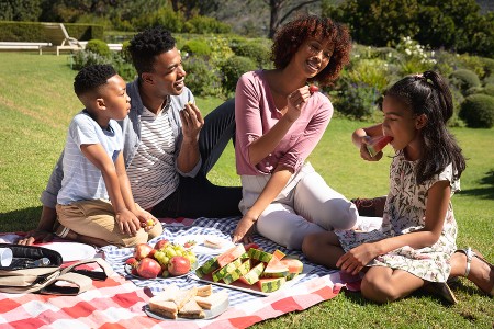 Family picnicking outdoors at one of the free things to do in DC in September