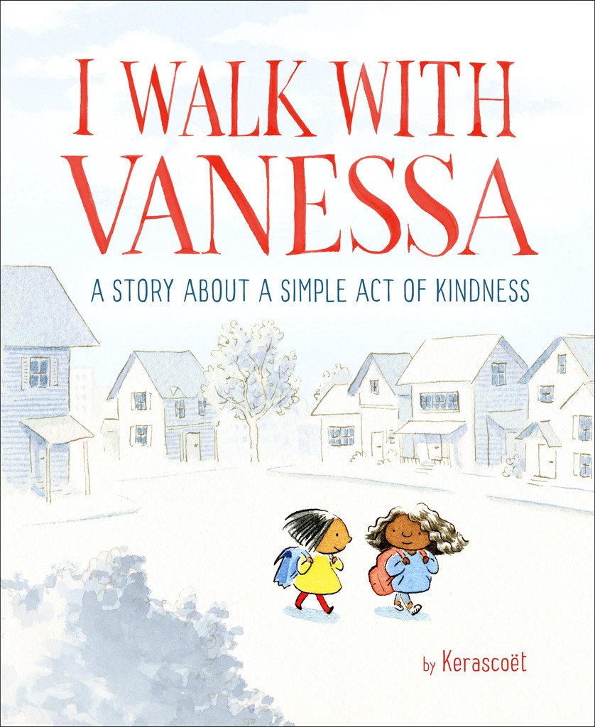 Cover of "I Walk with Vanessa" by Kerascoët, showing two girls with backpacks walking to school together
